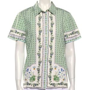 Tory Burch Button Down Short Sleeve Top